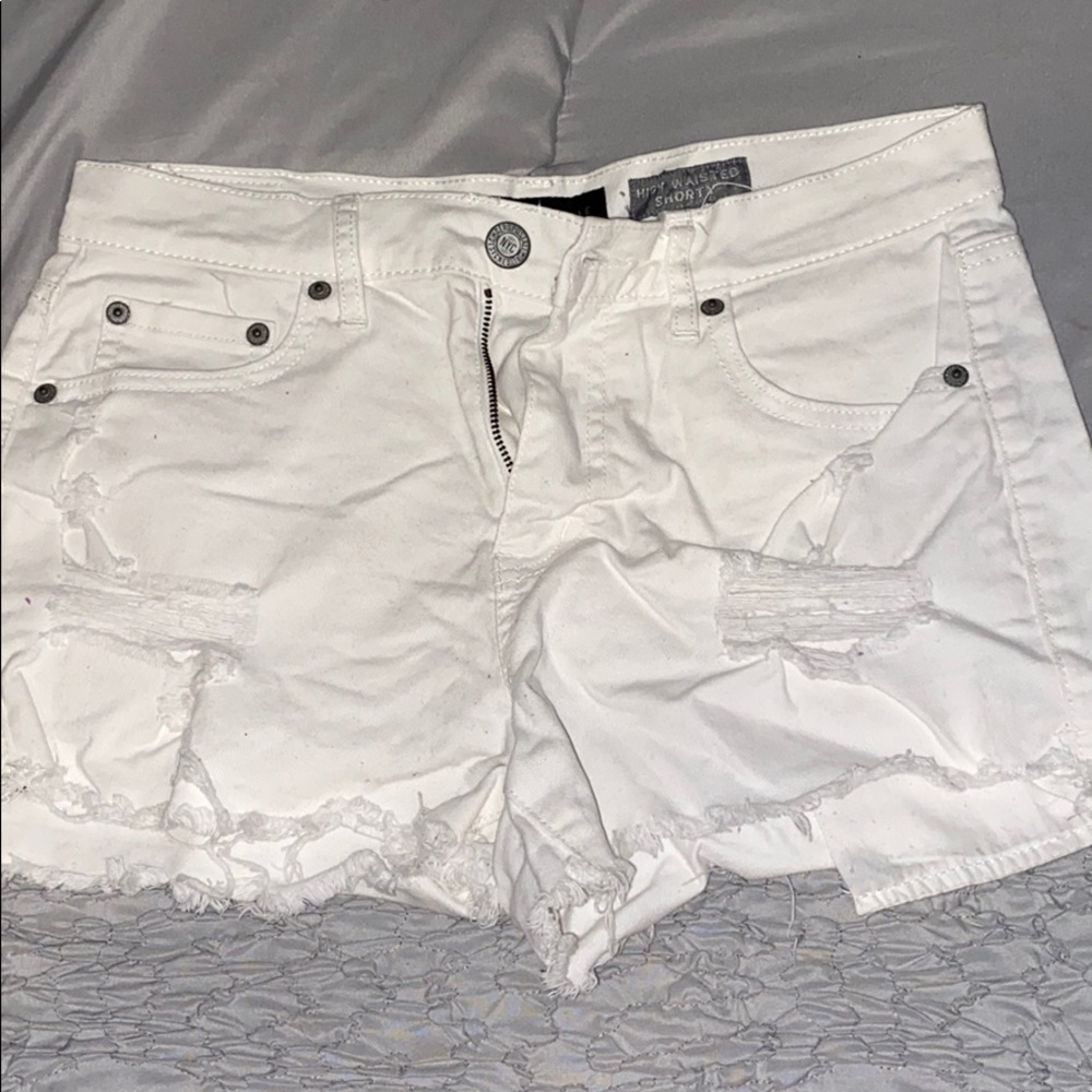 White Distress Shorts